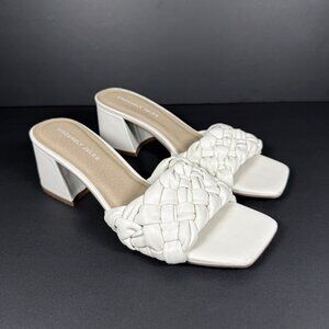 Sincerely Jules Women’s Braided Slip On Shoes 8.5 M White Block Heel